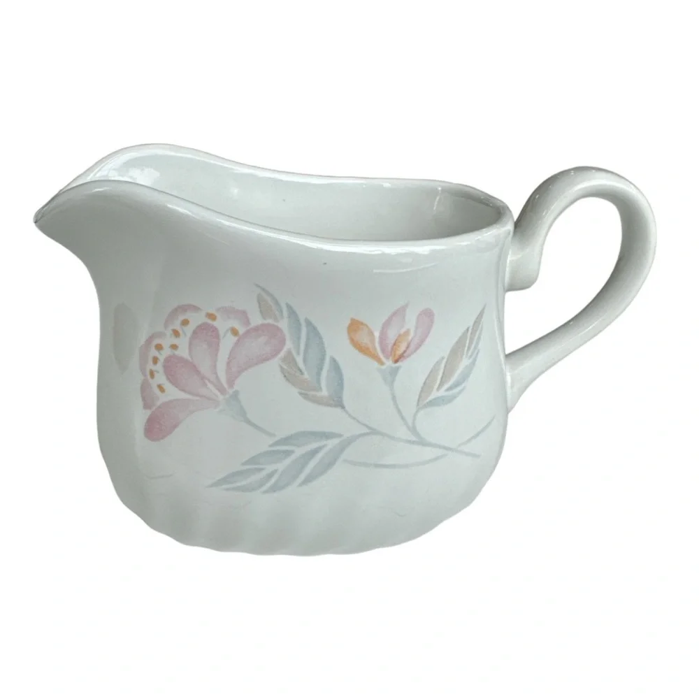 Corning Corelle Pink Trio Gravy Boat White Pink Swirl Pattern